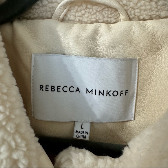 Rebecca Minkoff Harley Teddy Sherpa Fleece Jacket Ivory Size Large Minimalist - Picture 2 of 6